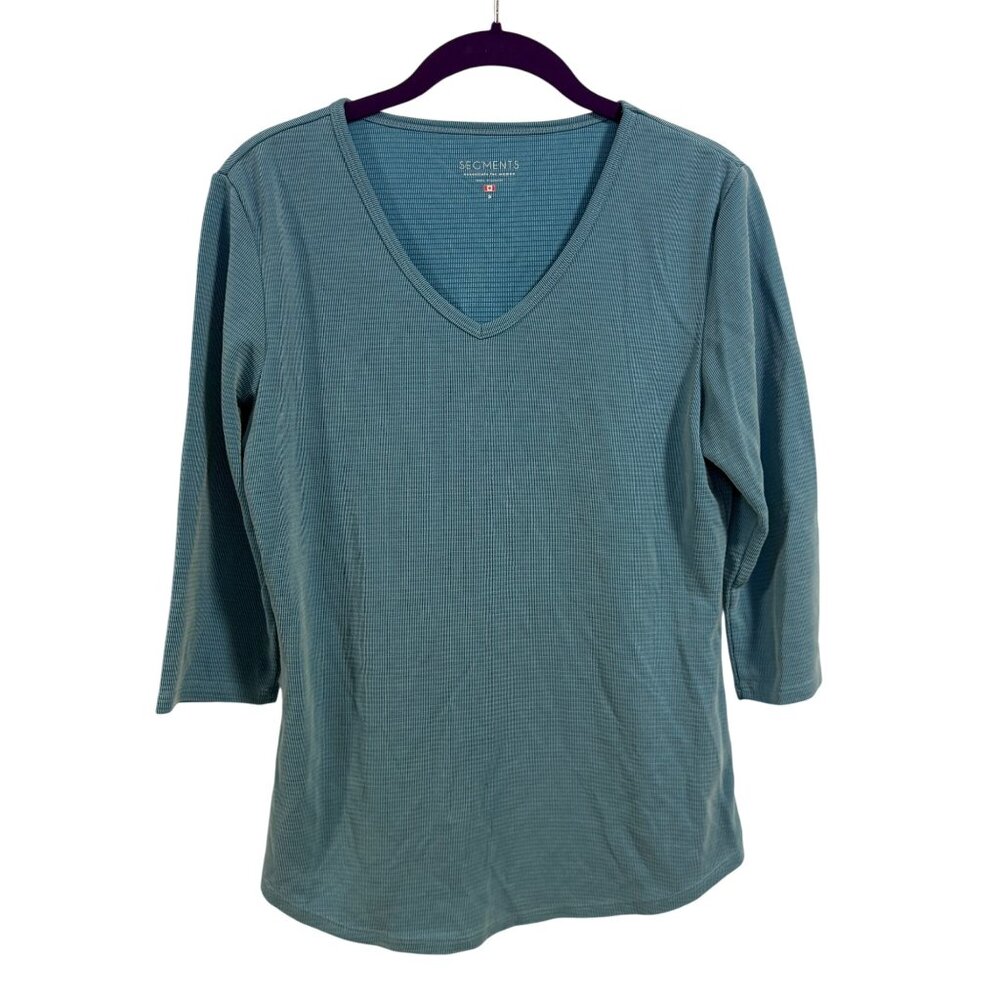 Seg'ments V-Neck Textured Knit Top Size S‎